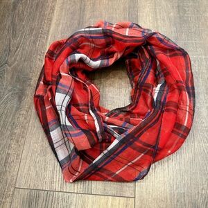 Red plaid lightweight infinity scarf